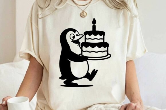 Download Funny Penguin with Birthday Cake SVG PNG - Birthday cake svg Collection